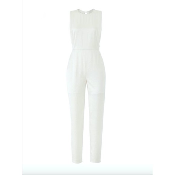 Theory Ivory Jumpsuit Ramaline Shiny Chic Elegant - Picture 8 of 8
